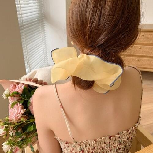 1PC Candy Colors Ruched Elastic Hair Band For Girls Large Scrunchies Hair Tie Ponytail Holder Women Hair Rope Hair Accessories