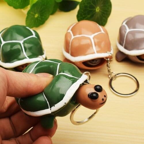 1PC Funny Pop It Tortoise Head Fidgets Keychain Cute Cartoon Animals Turtles Stress Relief Toy for Adults Kids Anti-Stress