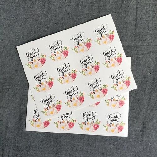 120Pcs Flower Round Thank You Handmade Cake Packaging Sealing Label Kraft Sticker Baking DIY Gift Stickers