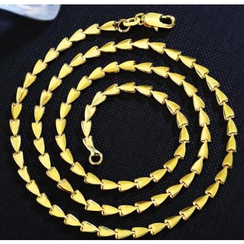 3mm Gold Color Triangle Chain Necklace Korean Arrowhead Awl Necklace For Women Necklaces & Pendants 16 18 20 22 24 Inch Chain