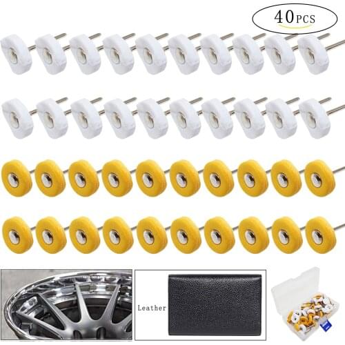Muslin Polishing Buffing Wheel Buffs Set Fits Dremel Rotary Tools 2.35/3mm Shank 40 Pieces