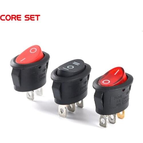 5PCS KCD1 Oval Rocker Switch Black Red LED Light 2 Pins 3Pin 2 Gears 3Gears ON OFF ON/OFF/ON 10A 6A Switch Power Switch New
