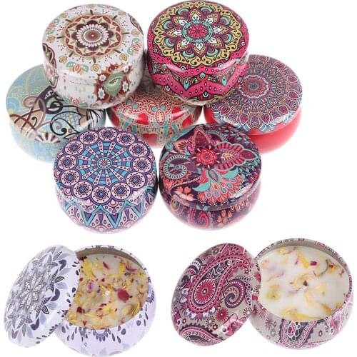 9 kinds of scented candles with flowers Tin Can Fragrance Handmade Scented Candle Natural Soy Wax Home Decoration