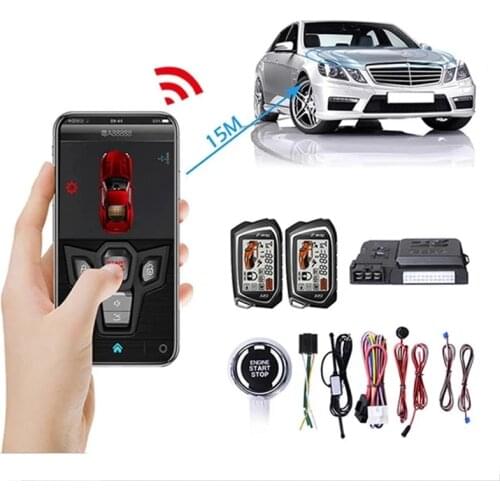 Keyless Entry Engine Start With Phone Remote Control Central Locking Smart 2-Way Car Alarm With Autostart One Button Push Start