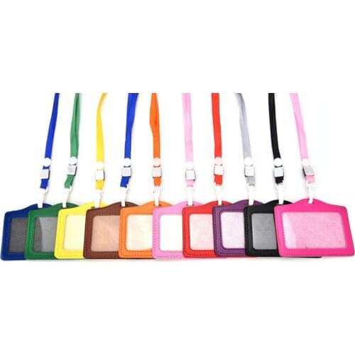 Women Men Name Credit Card Holders PU Bank Card Neck Strap Card Bus ID holders candy colors Identity badge with lanyard 10.3*8CM