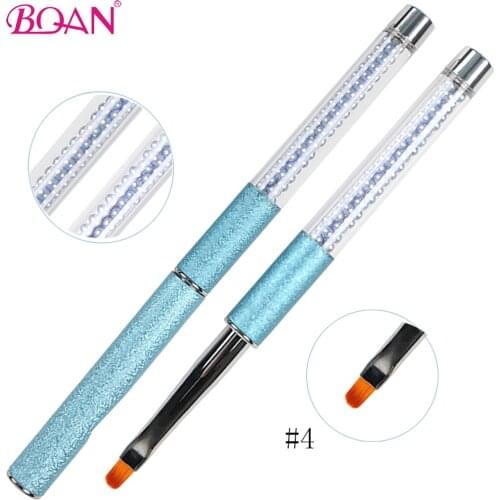 BQAN Nail Brush Blue Pearl Oval Painting Brush Acrylic Glitter Gel Polish Coat Extension 3D Line Grid Petal French Nail Brush