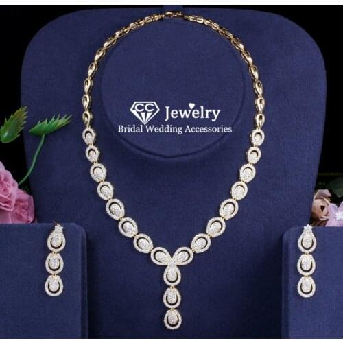 CC Necklace Earring Sets S925 Silver Wedding Accessory for Women Engagement Bridal Jewelry Set Exquisite Bijoux Wholesale T0136