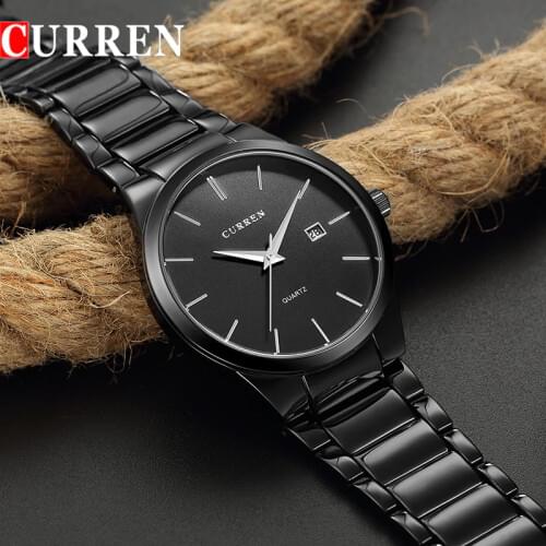 CURREN 2018 New black Full Steel Men Luxury Brand Analog sports Wristwatch Quartz Business Watch Men 8106 relogio masculino