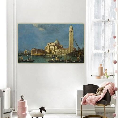Citon Canaletto《Venice - S. Pietro in Castello》Canvas Art Oil Painting Artwork Poster Picture Wall Decor Home Decoration