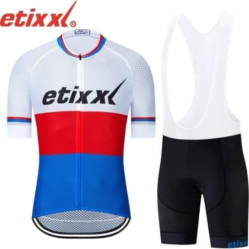 Etixxl 2021 Men Cycling Jersey Summer Short Sleeve Set Maillot bib shorts Bicycle Clothes Sportwear Shirt Clothing Suit
