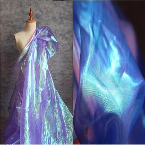 Fluorescent Organza Tulle Fabric Blue Violet DIY Patchwork Background Decor Summer Skirt Scarf Wedding Dress Designer Fabric