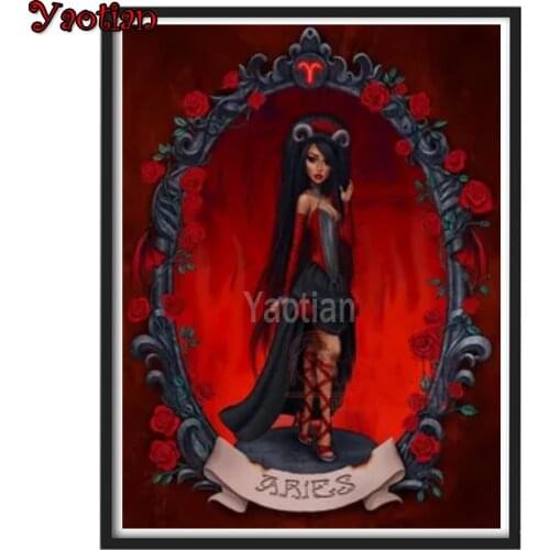 Gothic Woman Dark Vampire Rose 5d Diamond Painting Full Square Diamond Embroidery Art Picture for Living Room Cuadros Decor