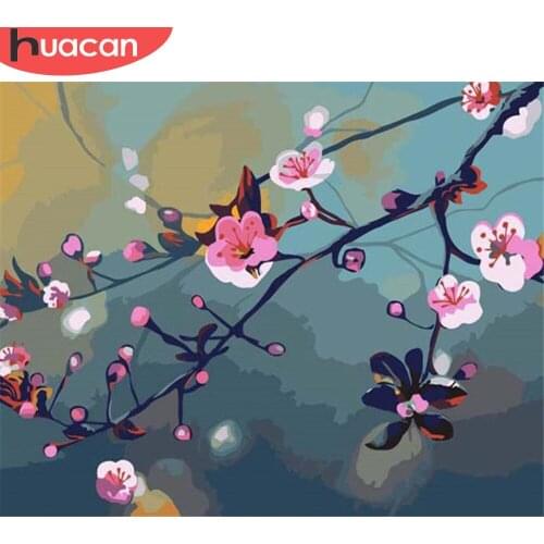 HUACAN Oil Painting By Number Tree Drawing On Canvas DIY Pictures By Numbers Flower Kits Hand Painted Paintings Art Home Decor