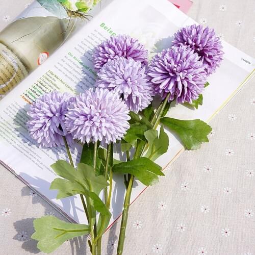 1 Bouquet 3 Heads Artificial Flowers Real Touch Dandelion Fake Plants Plastic Flowers Home Decor Wedding Valentines Day Bouquet