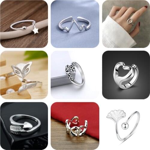 Pure Silver Engagement Rings For Women Minimalist Cute Finger Ring Adjustable Bague Femme Anillo Wedding Jewelry Party Gifts