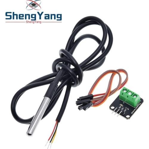 DS18B20 Temperature Sensor Module Kit Waterproof 100CM Digital Sensor Cable Stainless Steel Probe Terminal Adapter For Arduino