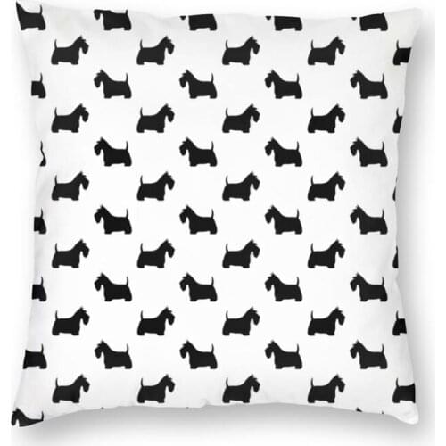 Scottish Terrier Silhouette Square Pillowcover Home Decor Black Scottie Dog Cushions Throw Pillow for Sofa Double-sided Printing