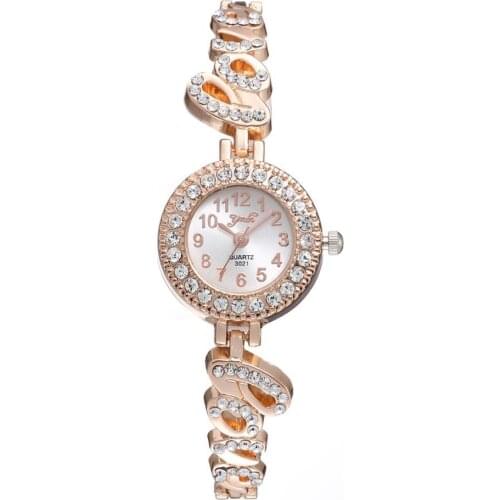 Fashion Round Dial Alloy Strap English Letter Love Quartz Analog Wrist Watch