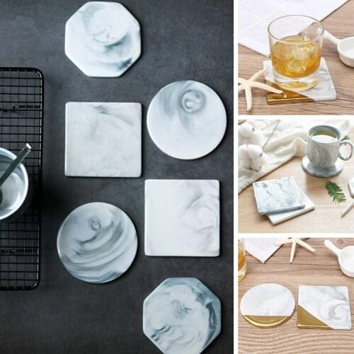 Marble ceramic coaster drink cup coffee tea mat pad dining table pads decoration accessories porcelain coaster mat