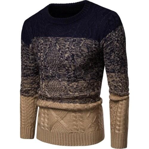 Sweater Men Fashion Gradient Color Mens Knitted Sweaters Slim Fit O-Neck Long Sleeve Pullover knitted sweater men