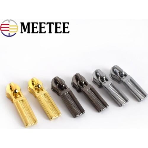 Meetee 20pcs 26X6mm 3# Zipper Silder for Nylon Zippers Alloy Zips Puller Head Jackets Clothes Zip Repair Kit DIY Bag Accessories