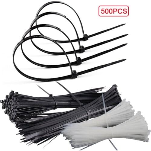 100/500Pcs nylon cable ties Self-locking Cable Zip Fasten Wire accessories Wrap Strap Fastening Bag Clips Tie plastic zip ties