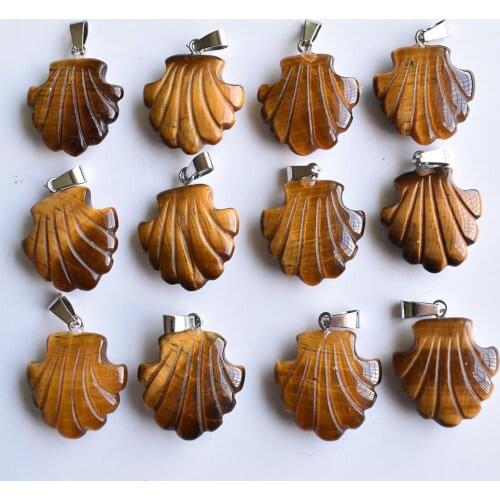 2020 new fashion assorted natural tiger eye stone carved flower charms pendants for jewelry marking 12pcs/lot Wholesale