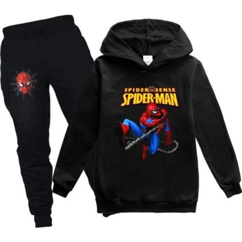 Disney spider-man clothes, boys and girls clothing, with hood children who garment unlined upper garment + 2 suit pants