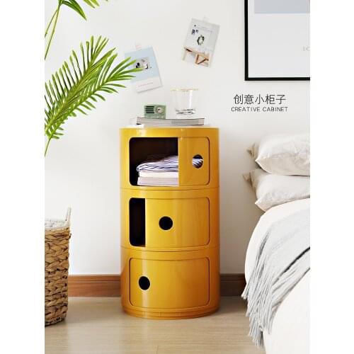 Plastic Circular Bedroom Bedside Table White Nightstand Bathroom Sitting Room Ark Side Mini Cabinet Nightstands for Bedroom