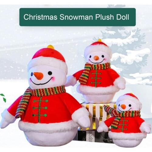 Plush Toy Stuffed Doll Embroidery Eyes Funny Expression 3D Scarf Snowman Stuffed Toy for Home