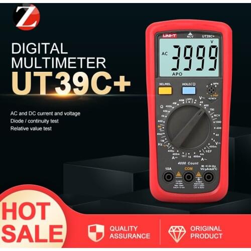 Handheld Digital Multimeters UNI-T UT39C+ 1999 Count Current 20A Ohm Cap Tester Data Hold Multimeter