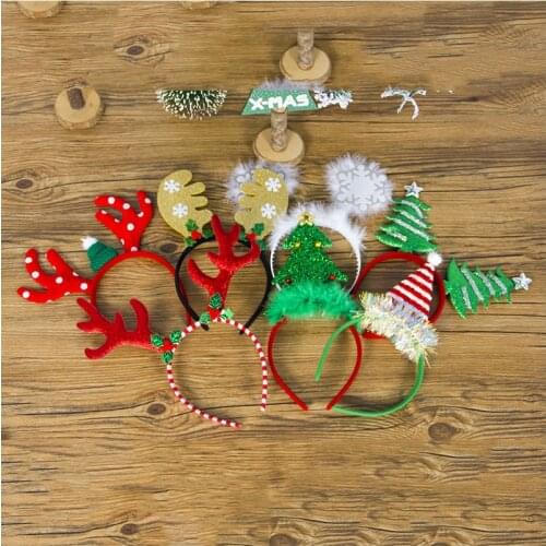 Christmas Snowflake Antlers Headbands Head Buckle Adult Children Xmas Tree Headwear New Year 2020 Party Decorations for Home