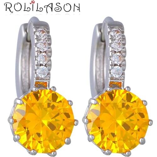 Appealing Light Yellow CZ Fashion Jewelry silver color Cubic Zirconia Clip Earrings for Women JEs1028