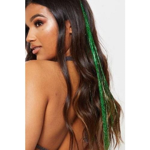 PRODİVA SILVERY PARILTILI HAIR SOURCES, HAIR TINSEL, 30 PCS, GREEN