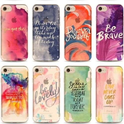 For iPhone 11 Pro XS Max X XR 8 7 6 6S Plus Cover Watercolors Quote Print Meme Hand Writing Clear Soft TPU Case