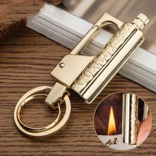 Luxury Multifunction Men Car Keychain Tool Ignition Kerosene Match Men Key Chain Cigarette Lighter Jewelry Best gifts for men
