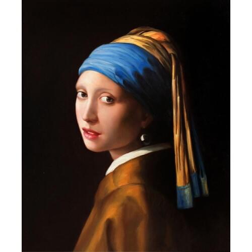 Portrait painting Girl with Pearl Earring Johannes woman Figure oil paintings Hand painted Stretched Framed Canvas art
