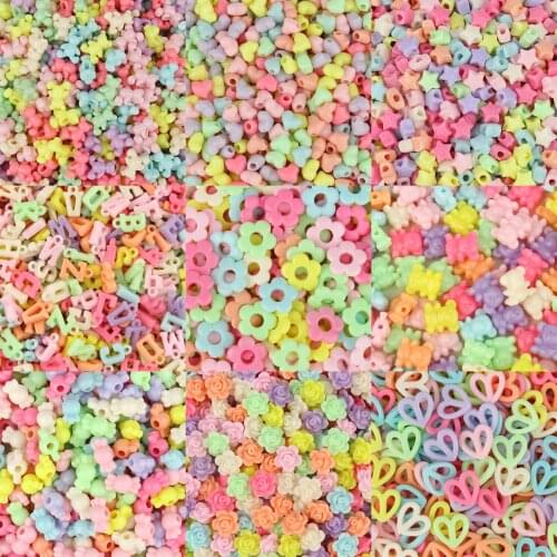 Mixed Acrylic Beads Five-Pointed Star Heart Bear Letter Acrylic Beads For Jewelry Making DIY Children Charm Bracelets Necklaces