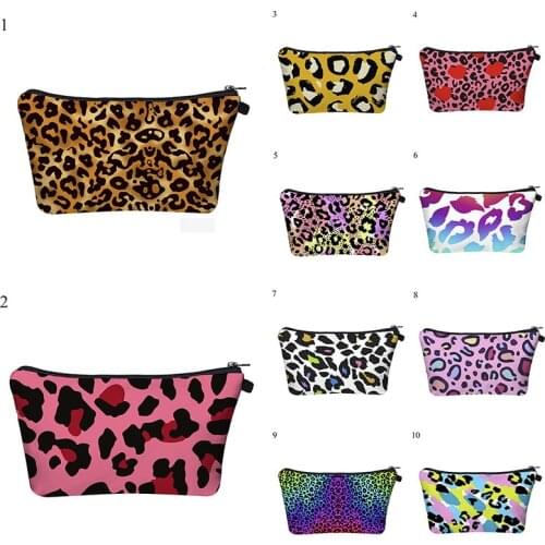 Deanfun Leopard Cosmetic Bag Black Ground Leopard Women Casual Canvas Handbag Leopard Print Canvas Purse Large Tote Bag