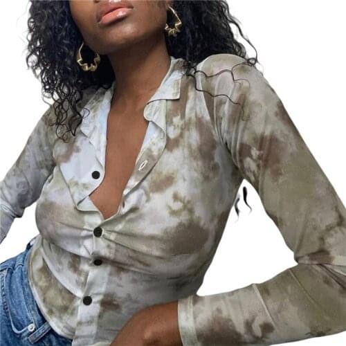 Womens Shirt, Long Sleeve Lapel Button Shirt for Vacation Party Dating Shopping