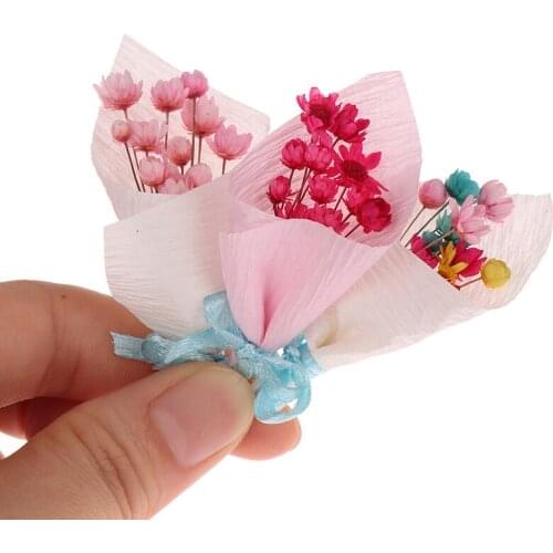 1PC 1/12 Dollhouse Miniature Rose Flower Red Bouquet Classic Toys Furniture Toys For Dollhouse Decoration New Random