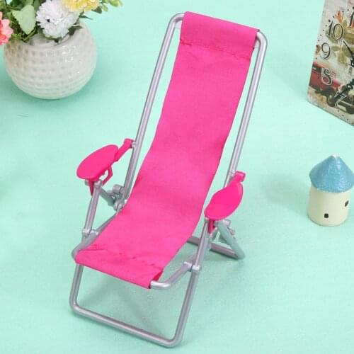 1 Pcs Foldable Beach Chair Lounge Pink Lovely Deskchair Furniture Miniature Doll For Blythe Doll Accessories Dollhouse Play Toy