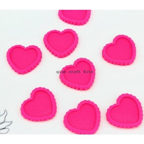 120pcs big hot pink Resin Cameo Setting Heart Bezel, Blank Heart Frame, Flatback Heart Cameo Frame, Heart Tart Base cabochon