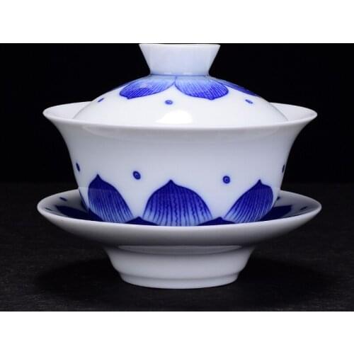 150ml Retro Ceramic Gaiwan Handmade White Porcelain Tea Bowl Home Teacup Teaware Accessories Portable Drinkware Personal Cup