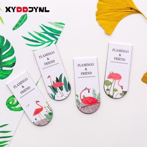 2pcs Cute Kawaii Flamingos Magnetic Bookmarks for Books Marker Clip Creative Stationery School Office Supply