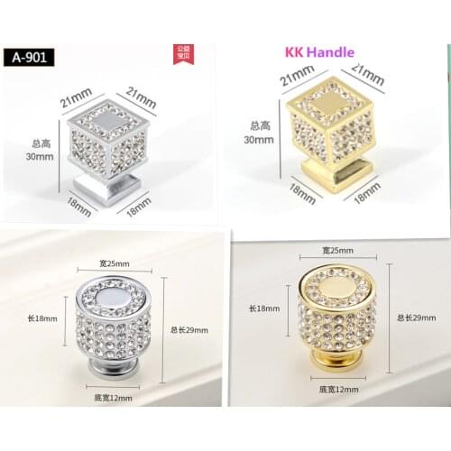 2019 24K Real Gold Czech Crystal Brass Round Cabinet Door Knobs and Handles Furnitures Cupboard Wardrobe Drawer Pull Handless