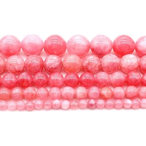 4/ 6/8/10/ 12mm Natural Peach Pink Quartzs Angelite Stone Charm Loose Spacer Beads For Fashion Bracelet Necklace Jewelry Making