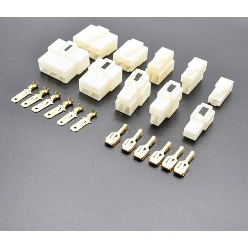 5sets 6.3mm 1P 2P 3P 4P 6pin/way Crimp Terminal Connector Kits Male Female socket plug for Motorcycle Car