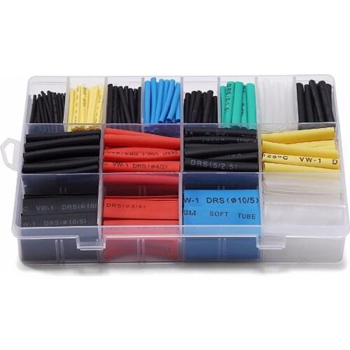 580PCS Heat Shrink Tubing 2:1 Eventronic Electrical Wire Cable Wrap Assortment Electric Insulation Tube Kit With Box