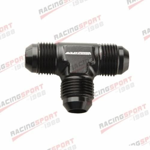 AN8 8AN AN-8 Male To Male Flare Tee Fitting Adapter Aluminum Black